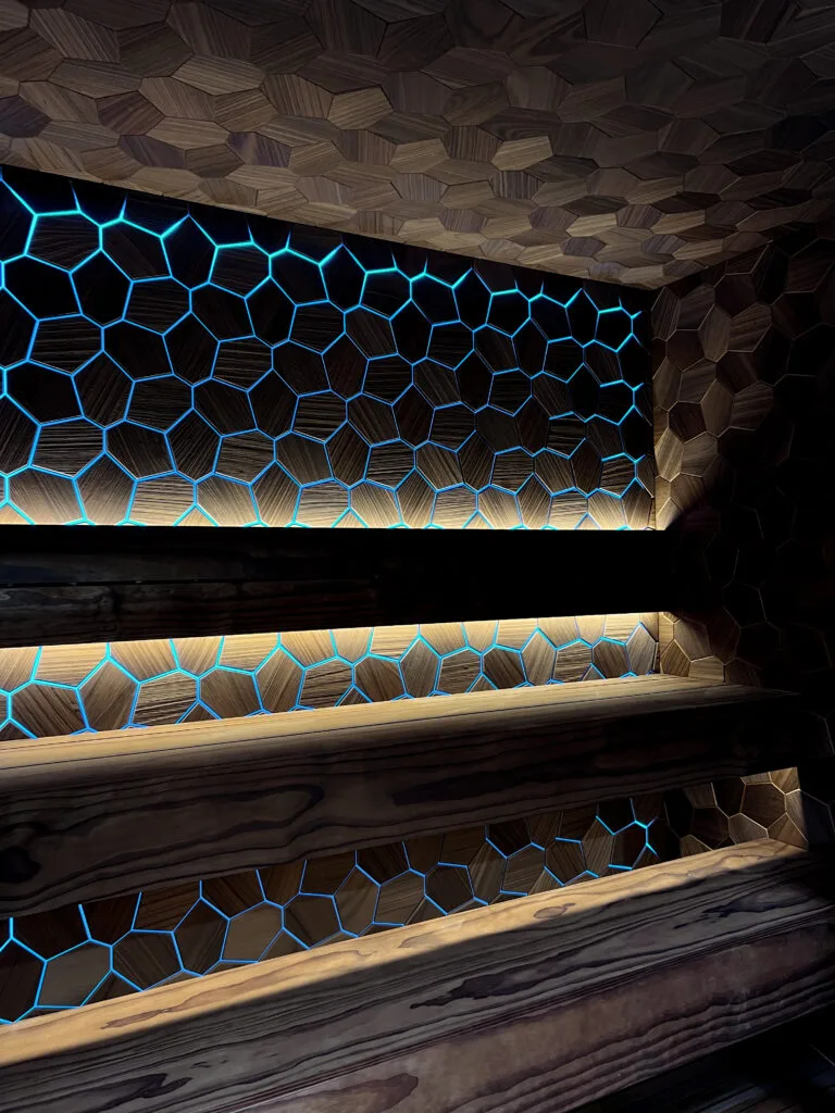 A sculptural room, warm before it is hot.
