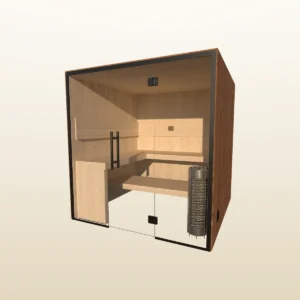 OneEighty Large Indoor sauna with a Thermo Spruce exterior and Natural Spruce interior