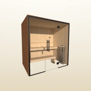 OneEighty Medium Indoor sauna with a Thermo Spruce exterior and Natural Spruce interior