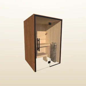 OneEighty Small Indoor sauna with a Thermo Spruce exterior and Natural Spruce interior