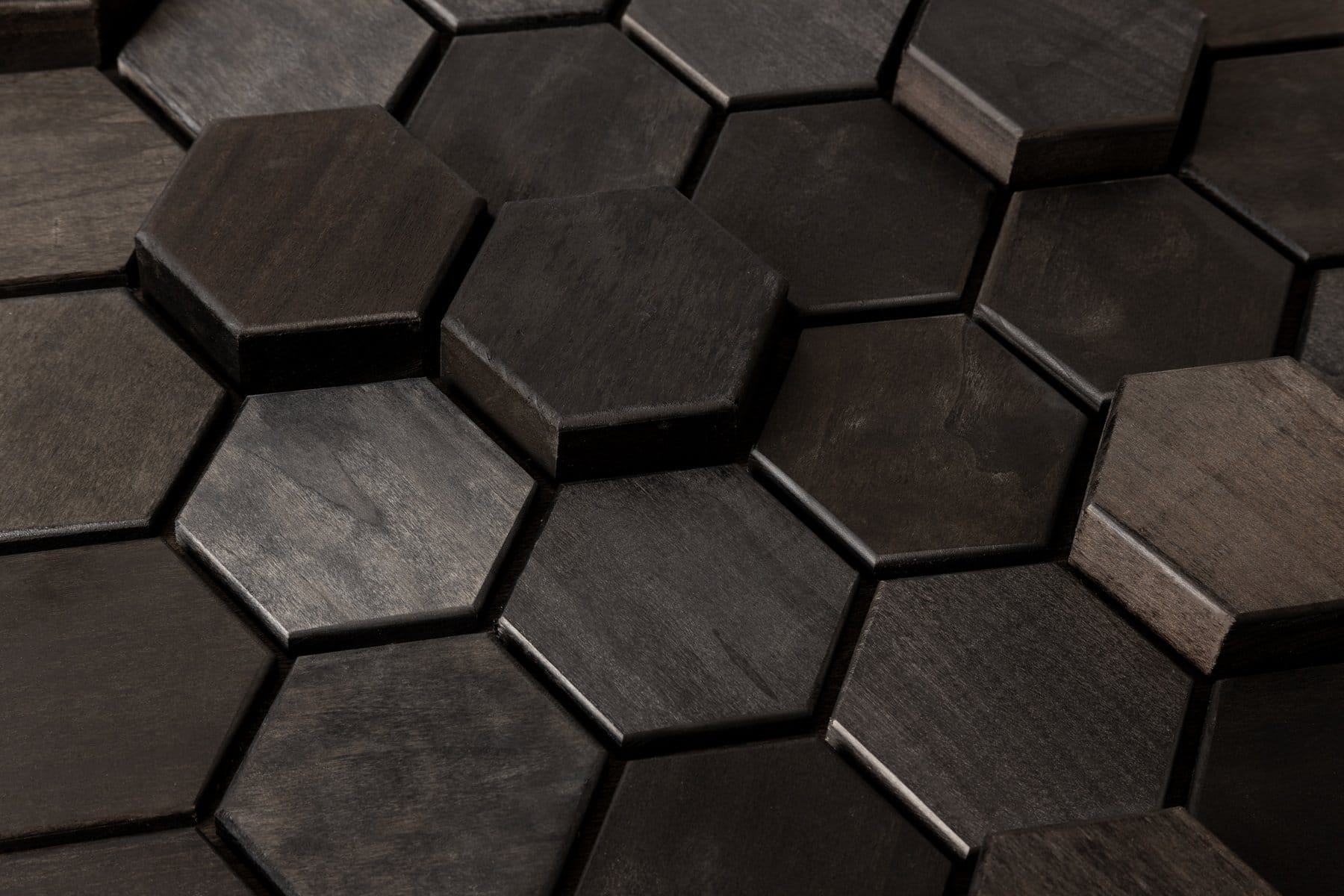 Promenade 3D black raised honeycomb hexagon detail, EmotionWood