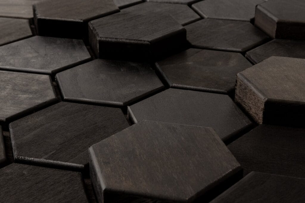 Promenade 3D black honeycomb 3D-relief wood wall panel, EmotionWood