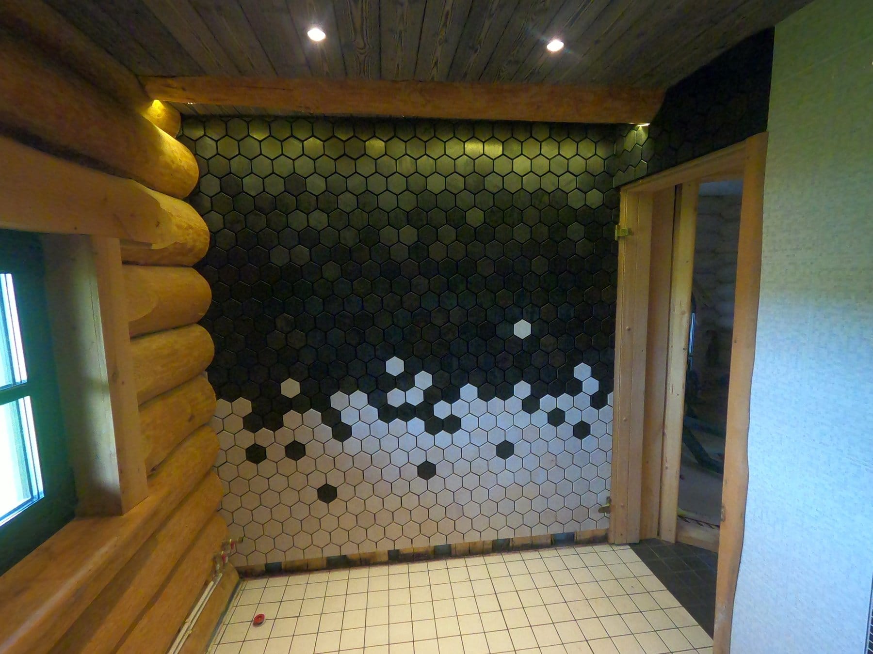 Promenade black and white honeycomb feature wall, EmotionWood