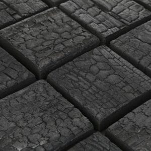 Square 120 charred Yakisugi 3D cube wall tile, EmotionWood